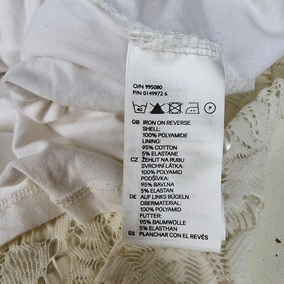 H&M MAMA Lace Stretch Sheath Dress Ivory White Sleeveless Maternity Sz XL - Picture 12 of 13